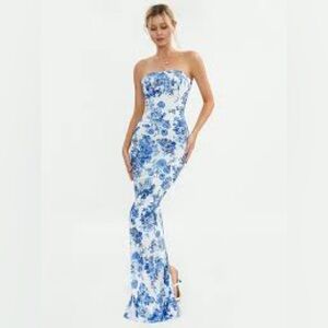Commense Multi Floral Split Long Dress